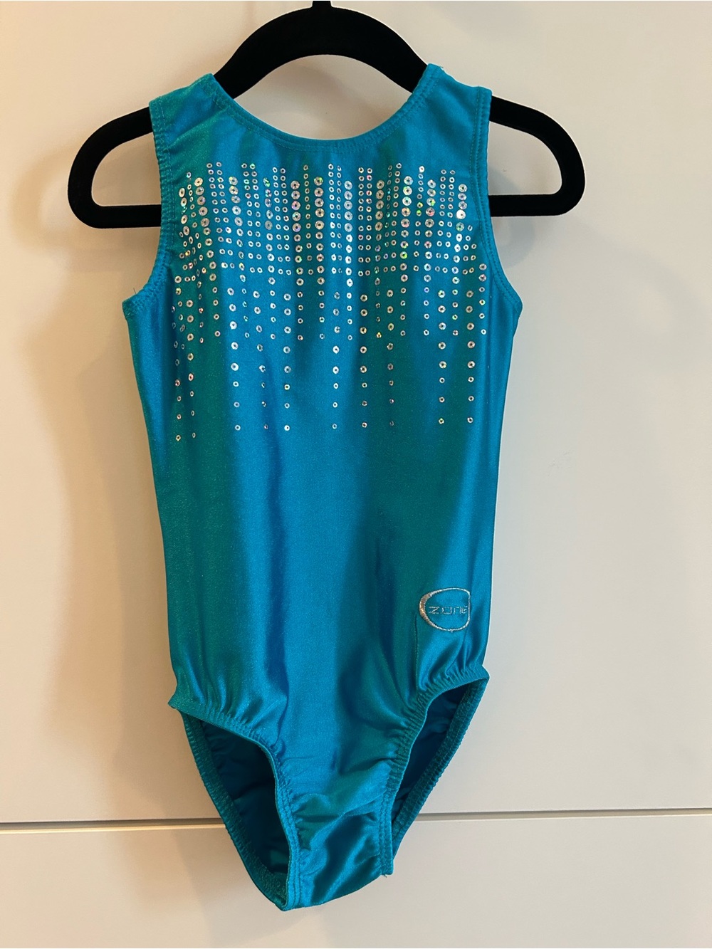 Zone Kids Blue Sequin Gymnastics Leotard with Sparkle Details - Size YM